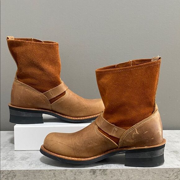 Brown Leather And Suede Ankle Boots with Buckles Size 7 - Picture 2 of 16